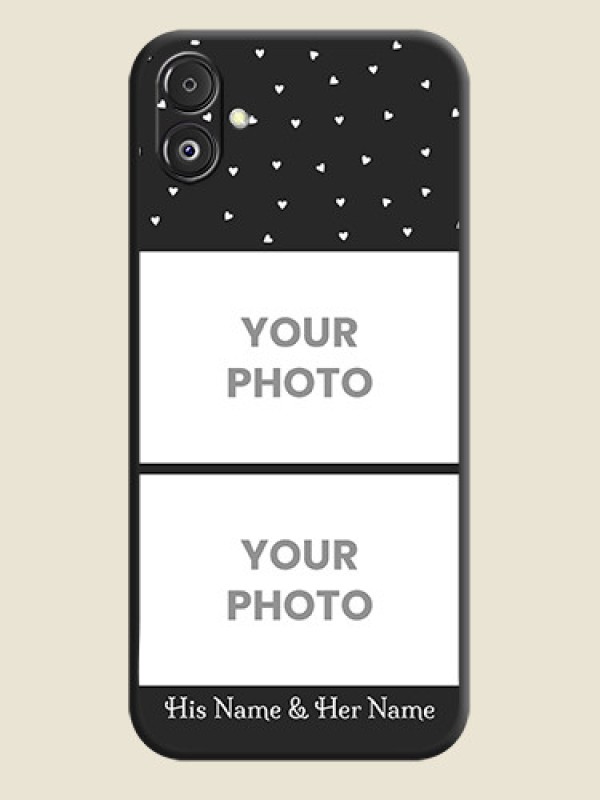 Custom Miniature Love Symbols with Name on Space Black Custom Soft Matte Back Cover - Galaxy F14 5G - alternate view