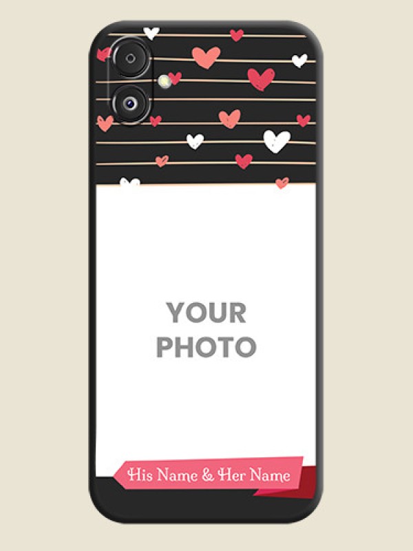 Custom Love Pattern with Name on Pink Ribbon - Photo on Space Black Soft Matte Back Cover - Galaxy F14 5G - alternate view