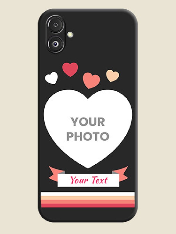 Custom Love Shaped Photo with Colorful Stripes on Personalised Space Black Soft Matte Cases - Galaxy F14 5G - alternate view
