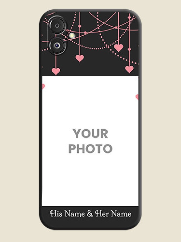 Custom Pink Love Hangings with Text on Space Black Custom Soft Matte Back Cover - Galaxy F14 5G - alternate view
