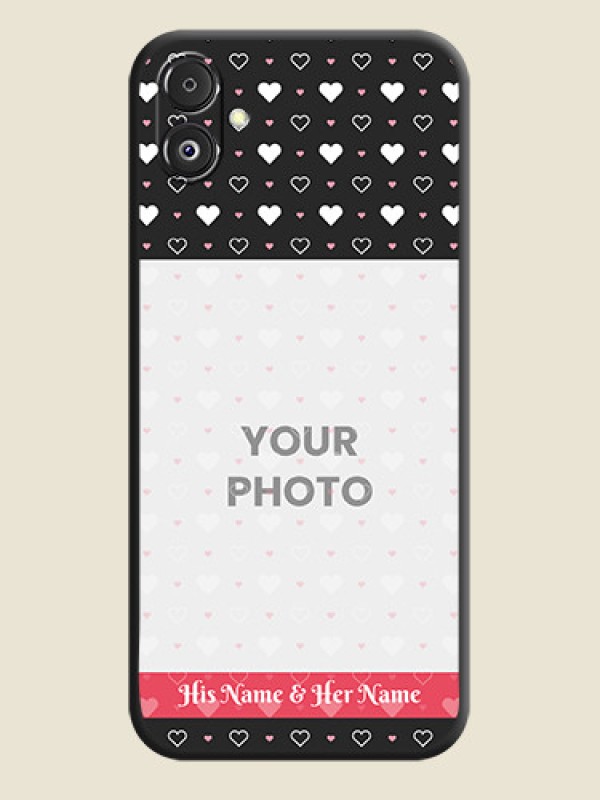 Custom White Color Love Symbols with Text Design - Photo on Space Black Soft Matte Phone Cover - Galaxy F14 5G - alternate view