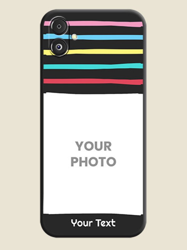 Custom Multicolor Lines with Image on Space Black Personalized Soft Matte Phone Covers - Galaxy F14 5G - alternate view