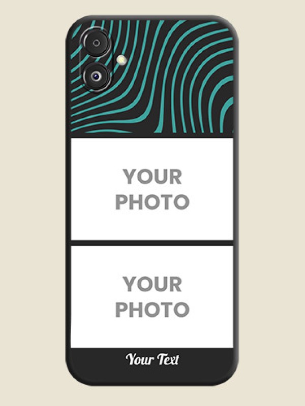 Custom Wave Pattern with 2 Image Holder on Space Black Personalized Soft Matte Phone Covers - Galaxy F14 5G - alternate view