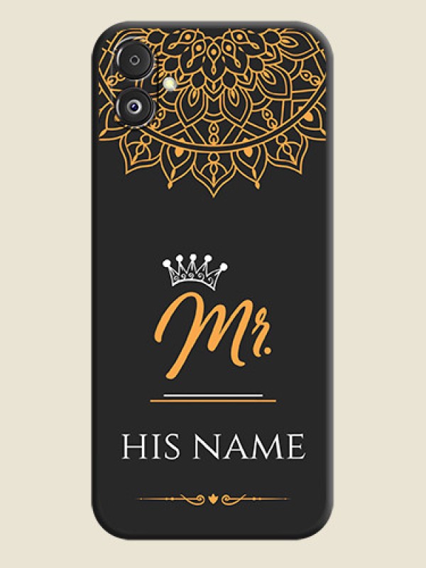 Custom Mr Name with Floral Design on Personalised Space Black Soft Matte Cases - Galaxy F14 5G - alternate view