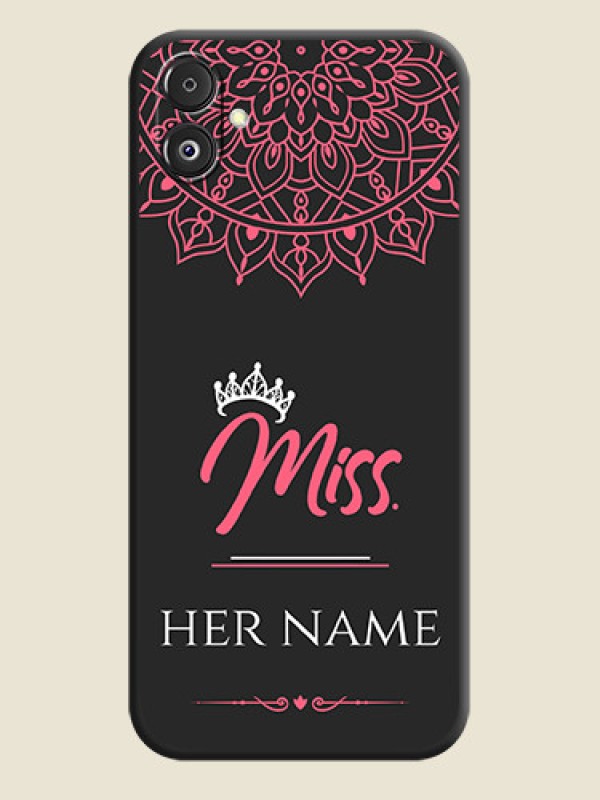 Custom Mrs Name with Floral Design on Space Black Personalized Soft Matte Phone Covers - Galaxy F14 5G - alternate view