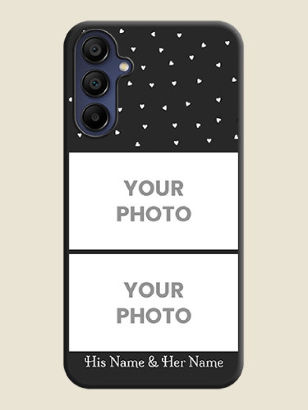 Custom Miniature Love Symbols with Name on Space Black Custom Soft Matte Back Cover - Galaxy F15 5G - alternate view