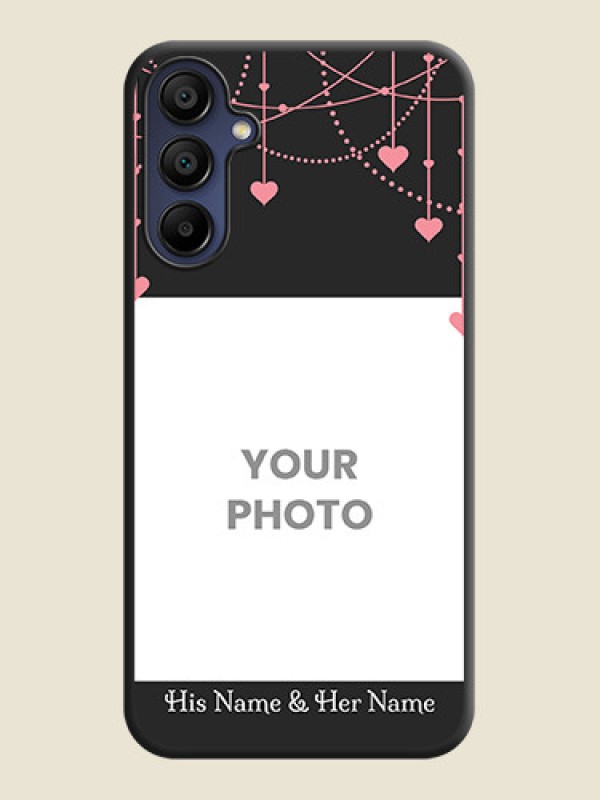 Custom Pink Love Hangings with Text on Space Black Custom Soft Matte Back Cover - Galaxy F15 5G - alternate view