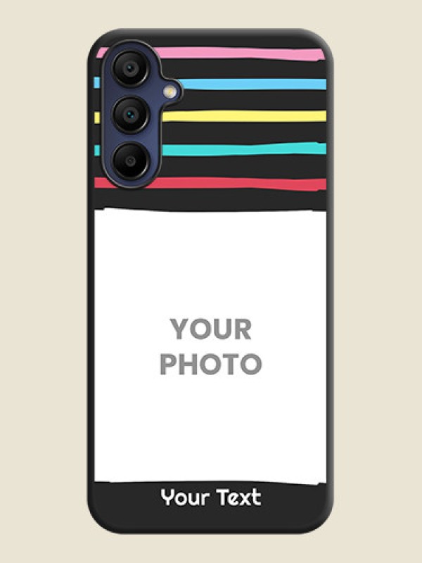 Custom Multicolor Lines with Image on Space Black Personalized Soft Matte Phone Covers - Galaxy F15 5G - alternate view