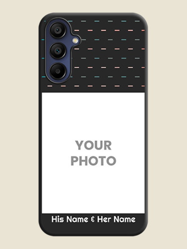 Custom Line Pattern Design with Text on Space Black Custom Soft Matte Phone Back Cover - Galaxy F15 5G - alternate view