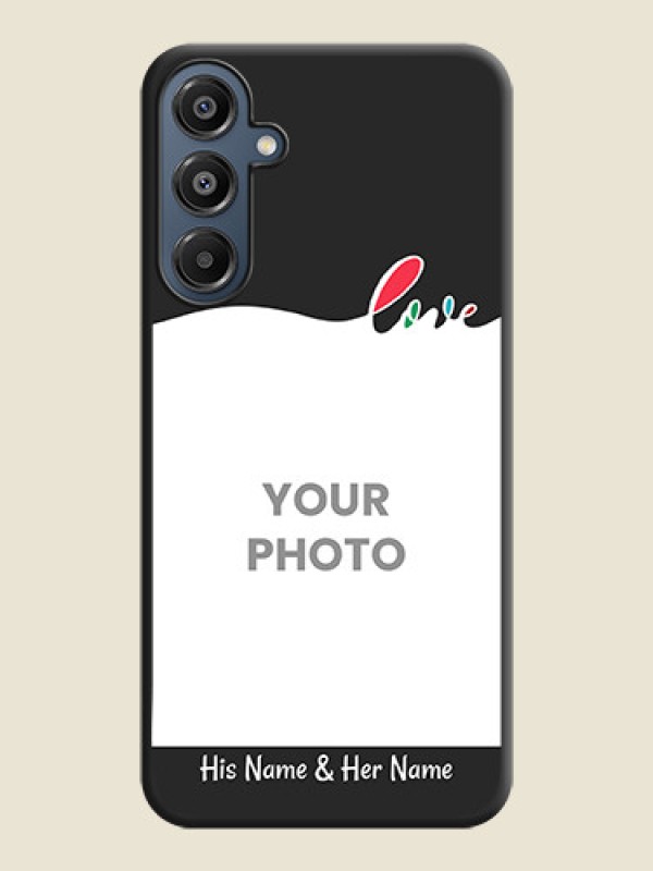 Custom Fall in Love Pattern with Picture on Photo On Space Black Custom Soft Matte Mobile Back Cover - Galaxy F16 5G - alternate view
