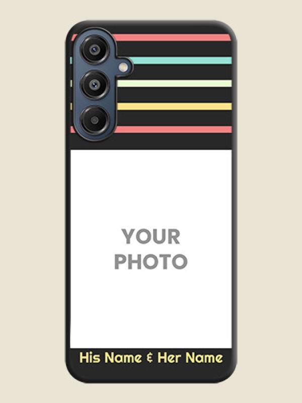 Custom Color Stripes with Photo and Text on Photo On Space Black Custom Soft Matte Mobile Back Cover - Galaxy F16 5G - alternate view