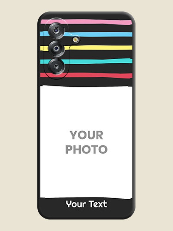 Custom Multicolor Lines with Image On Space Black Custom Soft Matte Mobile Back Cover - Samsung Galaxy F17 5G - alternate view