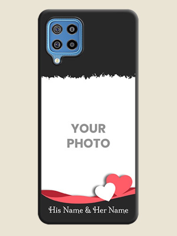 Custom Pin Color Love Shaped Ribbon Design with Text on Space Black Custom Soft Matte Phone Back Cover - Galaxy F22 - alternate view