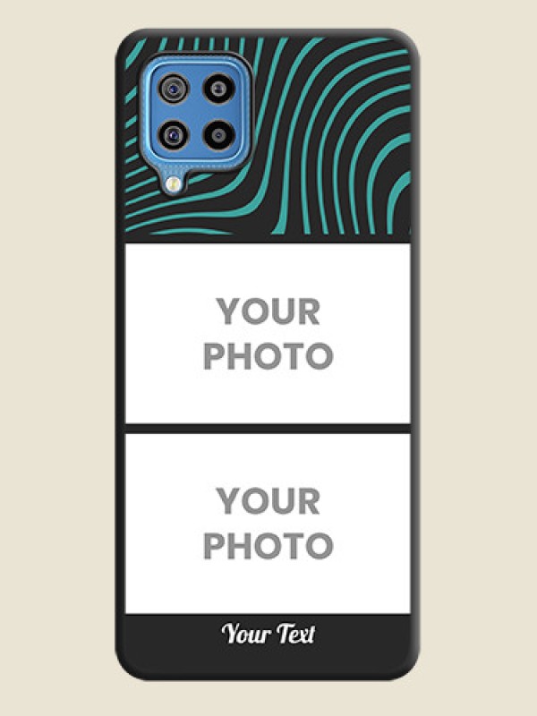 Custom Wave Pattern with 2 Image Holder on Space Black Personalized Soft Matte Phone Covers - Galaxy F22 - alternate view