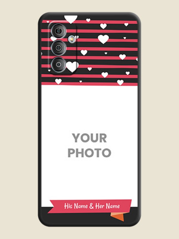 Custom White Color Love Symbols with Pink Lines Pattern on Space Black Custom Soft Matte Phone Cases - Galaxy F23 - alternate view
