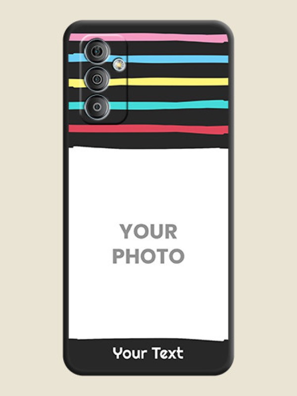 Custom Multicolor Lines with Image on Space Black Personalized Soft Matte Phone Covers - Galaxy F23 - alternate view