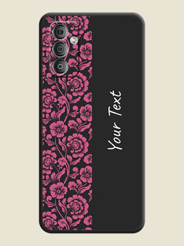 Custom Pink Floral Pattern Design With Custom Text On Space Black Personalized Soft Matte Phone Covers -Samsung Galaxy F23 - alternate view