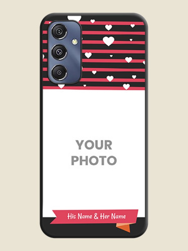 Custom White Color Love Symbols with Pink Lines Pattern on Space Black Custom Soft Matte Phone Cases - Galaxy F34 5G - alternate view