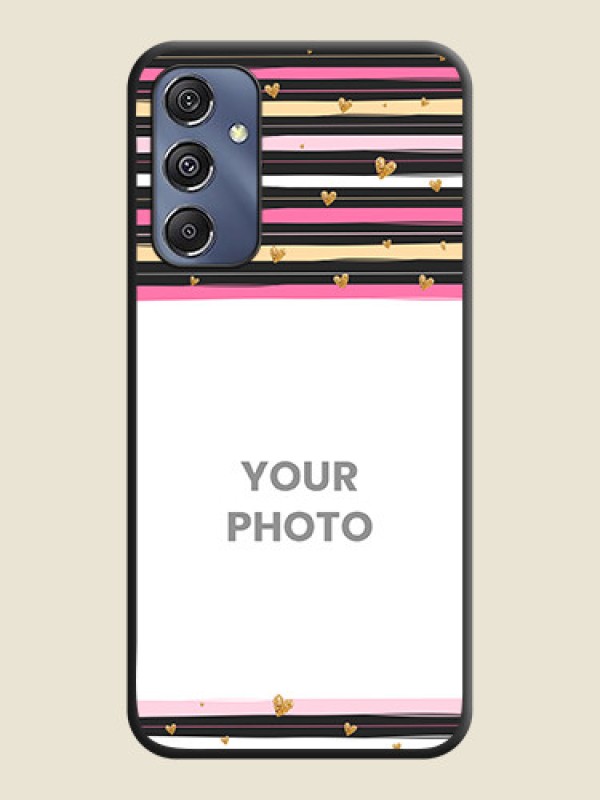 Custom Multicolor Lines and Golden Love Symbols Design - Photo on Space Black Soft Matte Mobile Cover - Galaxy F34 5G - alternate view