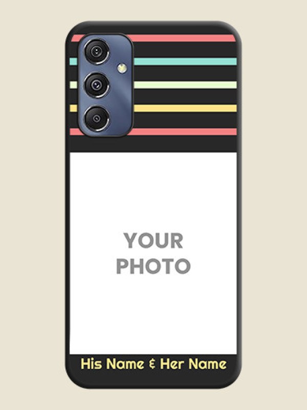 Custom Color Stripes with Photo and Text - Photo on Space Black Soft Matte Mobile Case - Galaxy F34 5G - alternate view