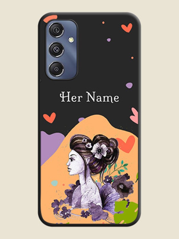 Custom Namecase For Her With Fancy Lady Image On Space Black Personalized Soft Matte Phone Covers - Galaxy F34 5G - alternate view