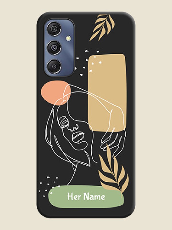 Custom Custom Text With Line Art Of Women & Leaves Design On Space Black Personalized Soft Matte Phone Covers - Galaxy F34 5G - alternate view