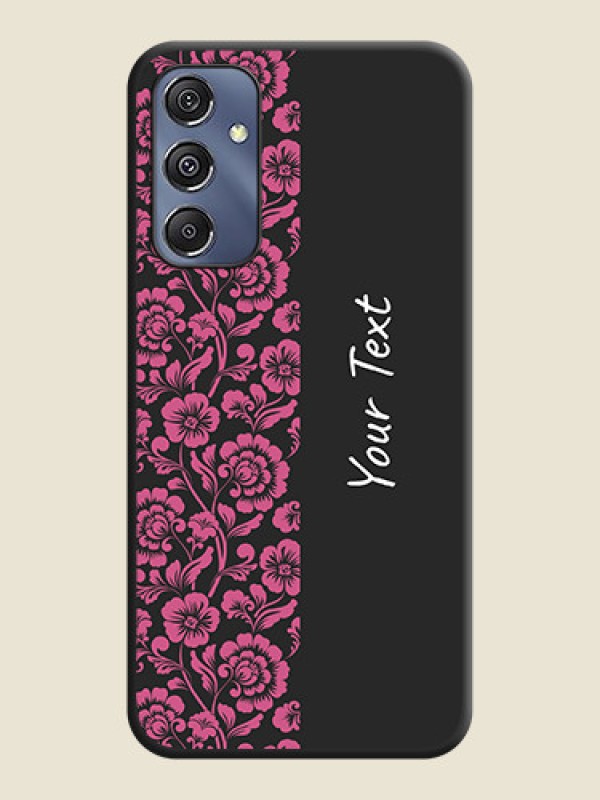 Custom Pink Floral Pattern Design With Custom Text On Space Black Personalized Soft Matte Phone Covers - Galaxy F34 5G - alternate view