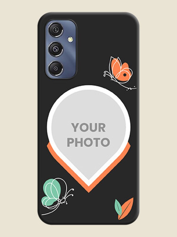 Custom Upload Pic With Simple Butterly Design On Space Black Personalized Soft Matte Phone Covers - Galaxy F34 5G - alternate view