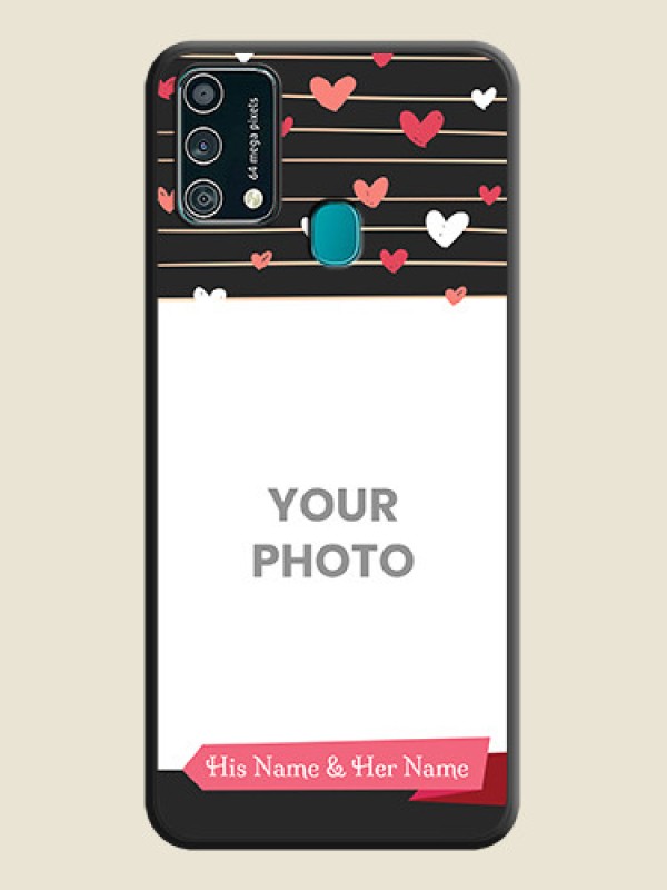 Custom Love Pattern with Name on Pink Ribbon  on Photo on Space Black Soft Matte Back Cover - Galaxy F41 - alternate view