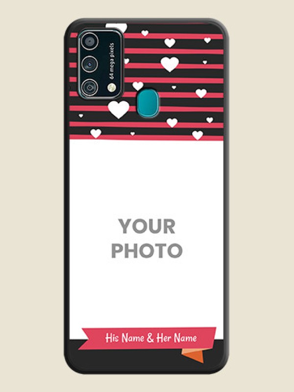 Custom White Color Love Symbols with Pink Lines Pattern on Space Black Custom Soft Matte Phone Cases - Galaxy F41 - alternate view