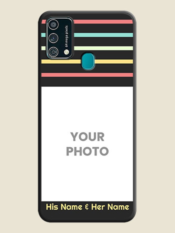 Custom Color Stripes with Photo and Text on Photo on Space Black Soft Matte Mobile Case - Galaxy F41 - alternate view