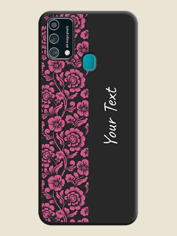 Custom Pink Floral Pattern Design With Custom Text On Space Black Personalized Soft Matte Phone Covers -Samsung Galaxy F41 - alternate view