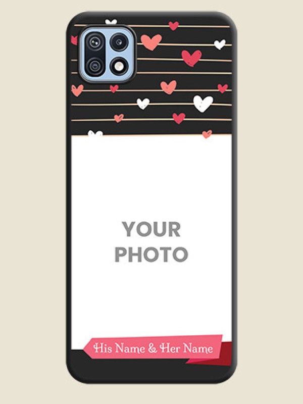 Custom Love Pattern with Name on Pink Ribbon  on Photo on Space Black Soft Matte Back Cover - Galaxy F42 5G - alternate view