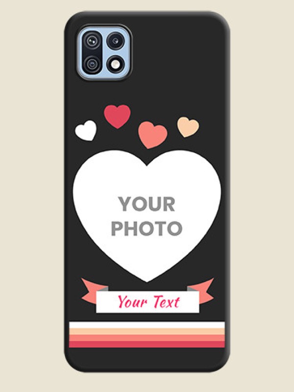 Custom Love Shaped Photo with Colorful Stripes on Personalised Space Black Soft Matte Cases - Galaxy F42 5G - alternate view