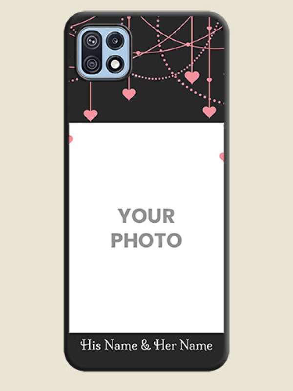 Custom Pink Love Hangings with Text on Space Black Custom Soft Matte Back Cover - Galaxy F42 5G - alternate view