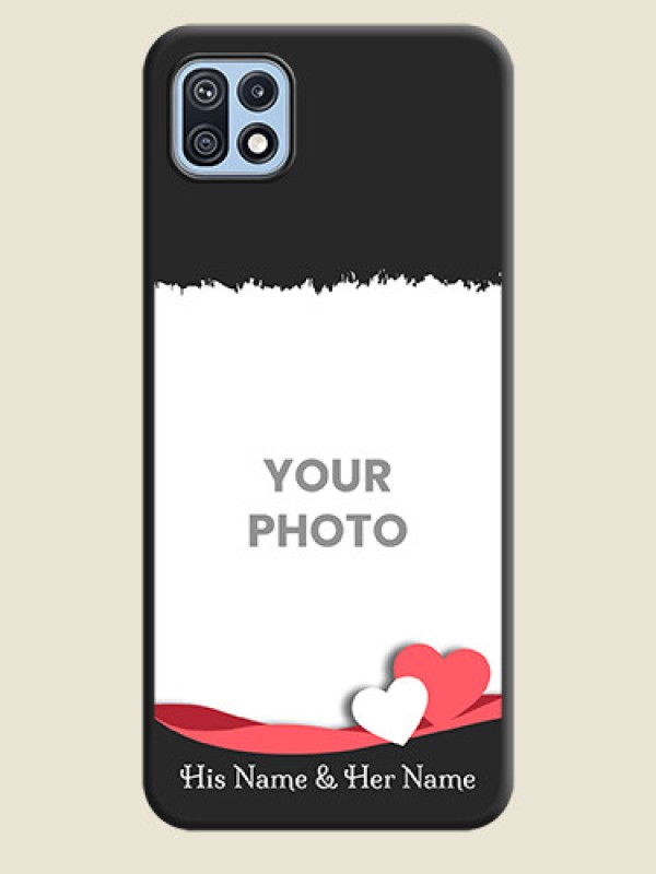 Custom Pin Color Love Shaped Ribbon Design with Text on Space Black Custom Soft Matte Phone Back Cover - Galaxy F42 5G - alternate view
