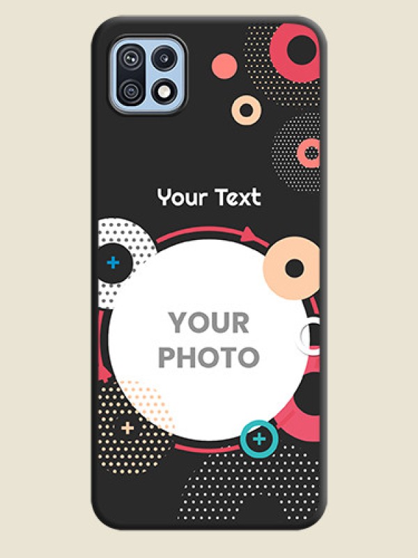 Custom Multicoloured Round Image on Personalised Space Black Soft Matte Cases - Galaxy F42 5G - alternate view