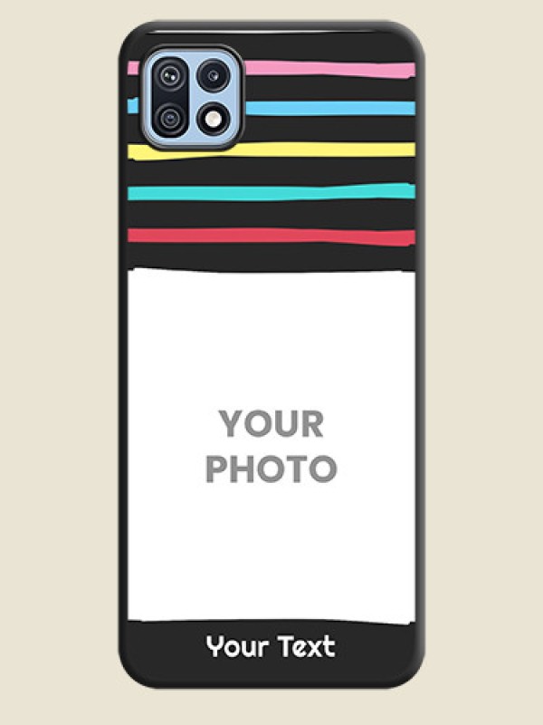 Custom Multicolor Lines with Image on Space Black Personalized Soft Matte Phone Covers - Galaxy F42 5G - alternate view