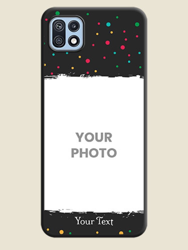 Custom Multicolor Dotted Pattern with Text on Space Black Custom Soft Matte Phone Back Cover - Galaxy F42 5G - alternate view