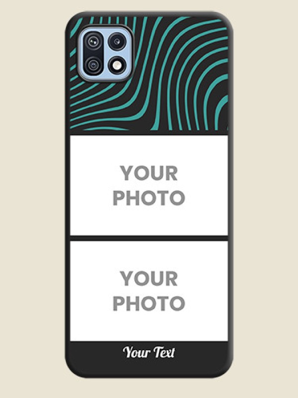 Custom Wave Pattern with 2 Image Holder on Space Black Personalized Soft Matte Phone Covers - Galaxy F42 5G - alternate view