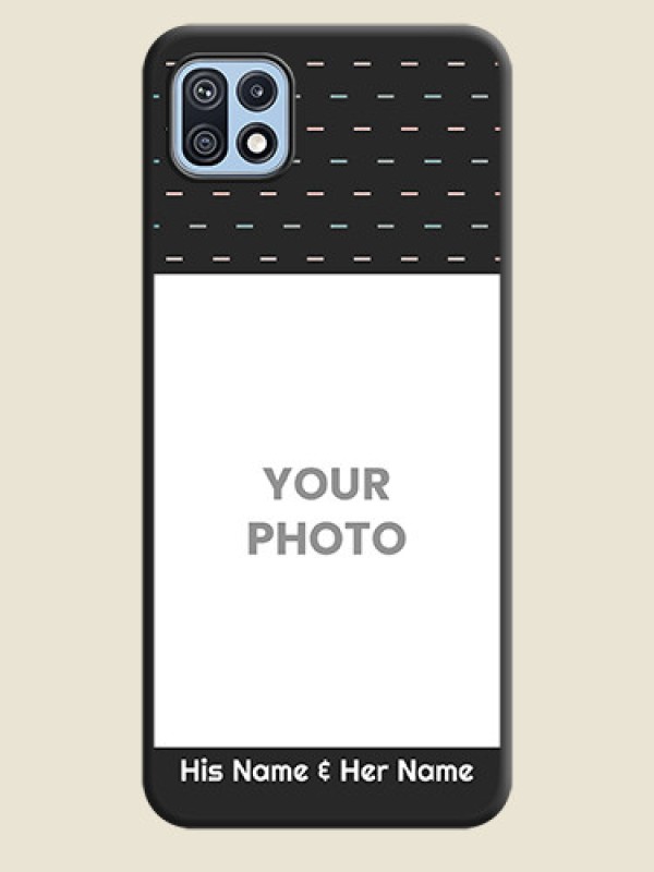 Custom Line Pattern Design with Text on Space Black Custom Soft Matte Phone Back Cover - Galaxy F42 5G - alternate view
