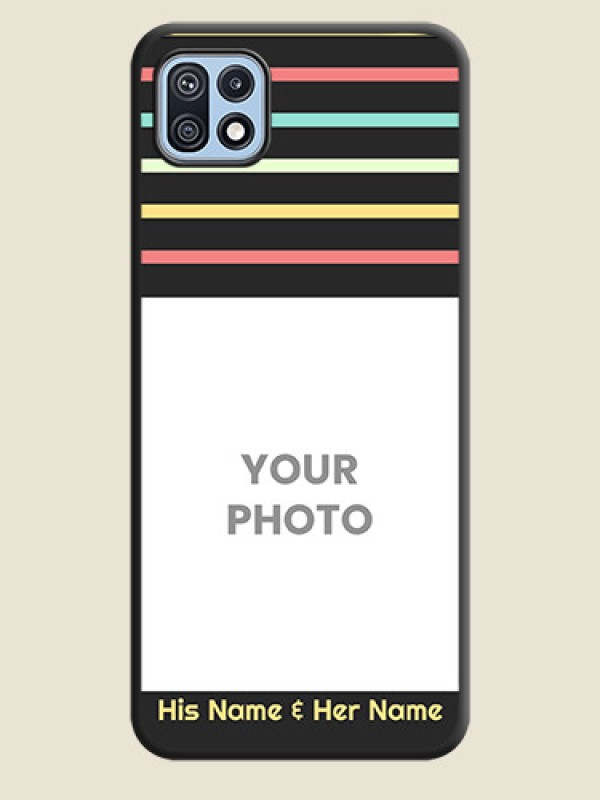 Custom Color Stripes with Photo and Text on Photo on Space Black Soft Matte Mobile Case - Galaxy F42 5G - alternate view