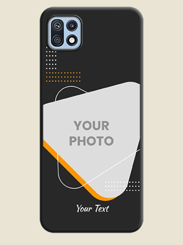 Custom Yellow Triangle on Photo on Space Black Soft Matte Phone Cover - Galaxy F42 5G - alternate view
