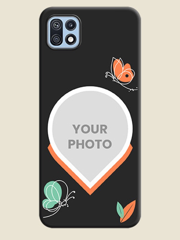 Custom Upload Pic With Simple Butterly Design On Space Black Personalized Soft Matte Phone Covers -Samsung Galaxy F42 5G - alternate view