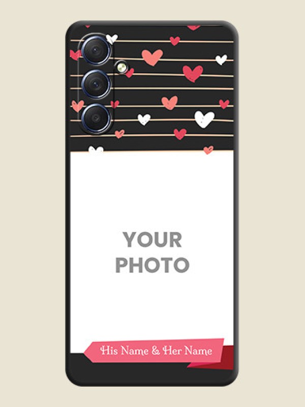 Custom Love Pattern with Name on Pink Ribbon - Photo on Space Black Soft Matte Back Cover - Galaxy F54 5G - alternate view