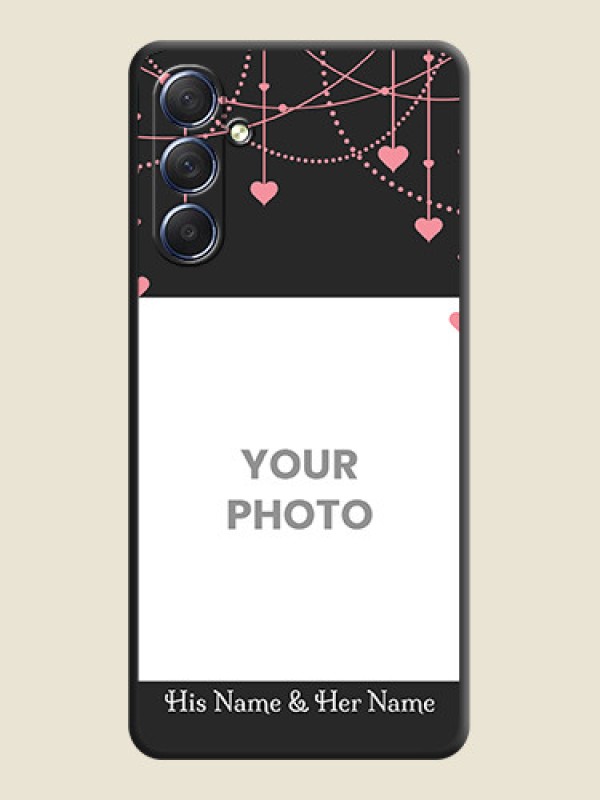 Custom Pink Love Hangings with Text on Space Black Custom Soft Matte Back Cover - Galaxy F54 5G - alternate view