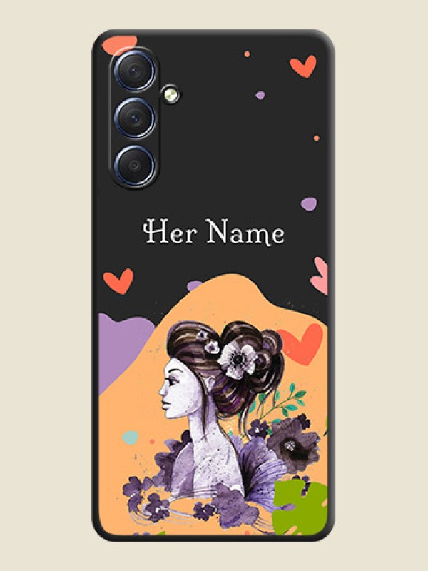 Custom Namecase For Her With Fancy Lady Image On Space Black Personalized Soft Matte Phone Covers - Galaxy F54 5G - alternate view