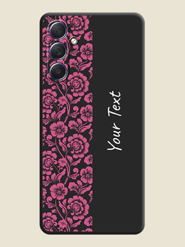 Custom Pink Floral Pattern Design With Custom Text On Space Black Personalized Soft Matte Phone Covers - Galaxy F54 5G - alternate view