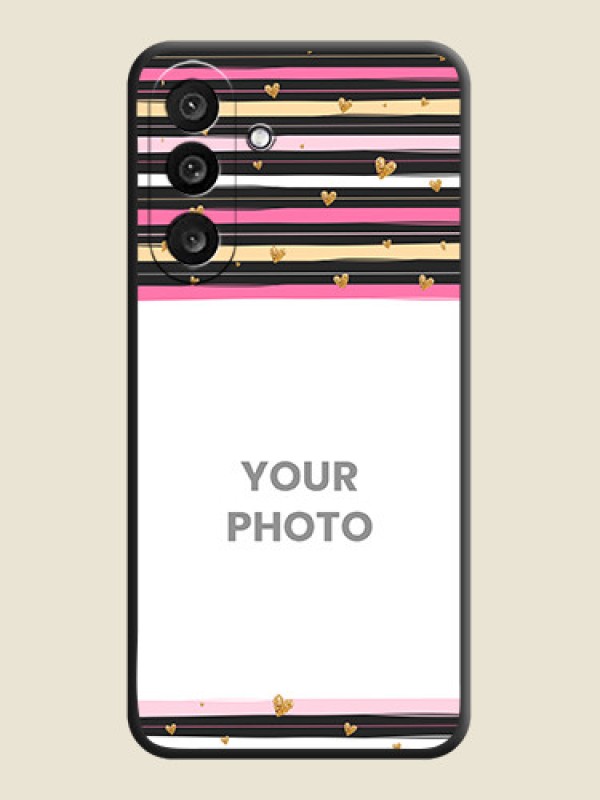 Custom Multicolor Lines and Golden Love Symbols Design on Photo On Space Black Custom Soft Matte Mobile Back Cover - Samsung Galaxy F56 5G - alternate view