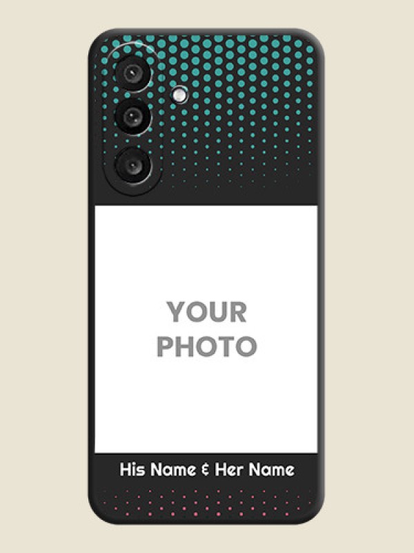 Custom Faded Dots with Grunge Photo Frame and Text On Space Black Custom Soft Matte Mobile Back Cover - Samsung Galaxy F56 5G - alternate view
